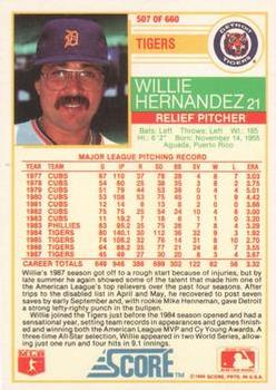 1988 Score - Glossy #507 Willie Hernandez Back