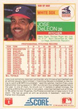 1988 Score - Glossy #508 Jose DeLeon Back