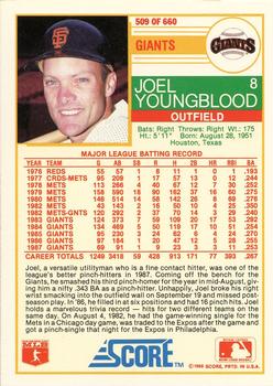 1988 Score - Glossy #509 Joel Youngblood Back