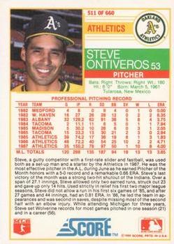 1988 Score - Glossy #511 Steve Ontiveros Back