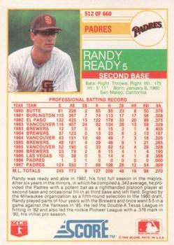 1988 Score - Glossy #512 Randy Ready Back