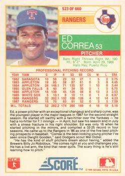 1988 Score - Glossy #523 Ed Correa Back