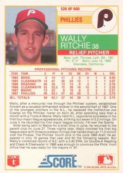 1988 Score - Glossy #526 Wally Ritchie Back