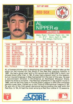 1988 Score - Glossy #527 Al Nipper Back