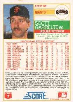 1988 Score - Glossy #533 Scott Garrelts Back