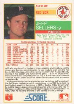1988 Score - Glossy #541 Jeff Sellers Back