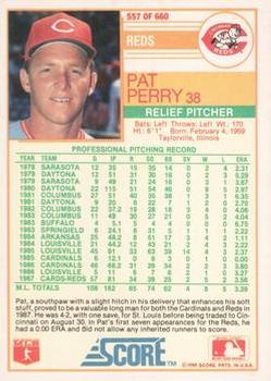 1988 Score - Glossy #557 Pat Perry Back
