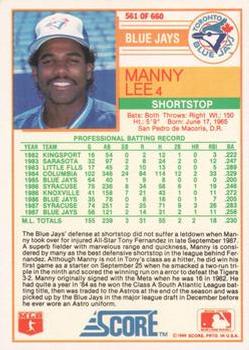1988 Score - Glossy #561 Manuel Lee Back