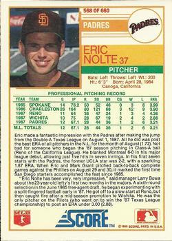 1988 Score - Glossy #568 Eric Nolte Back