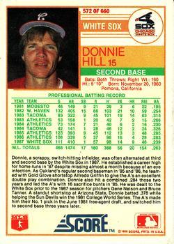 1988 Score - Glossy #572 Donnie Hill Back