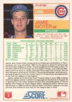 1988 Score - Glossy #573 Jamie Moyer Back
