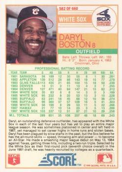 1988 Score - Glossy #582 Daryl Boston Back