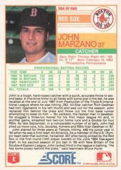 1988 Score - Glossy #584 John Marzano Back