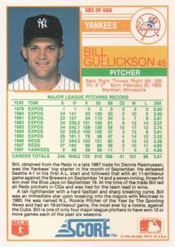 1988 Score - Glossy #585 Bill Gullickson Back