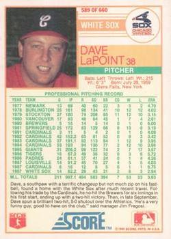 1988 Score - Glossy #589 Dave LaPoint Back