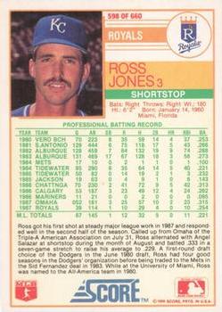 1988 Score - Glossy #598 Ross Jones Back