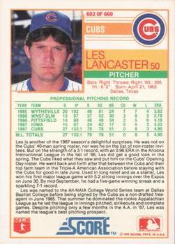 1988 Score - Glossy #602 Les Lancaster Back