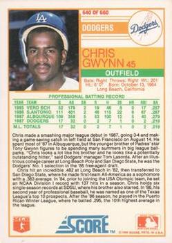 1988 Score - Glossy #640 Chris Gwynn Back