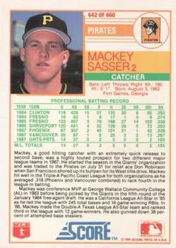 1988 Score - Glossy #642 Mackey Sasser Back