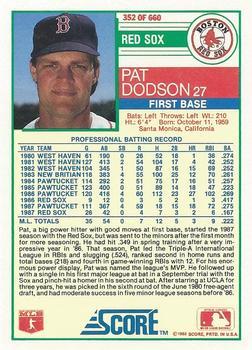1988 Score - Glossy #352 Pat Dodson Back