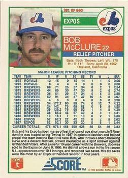 1988 Score - Glossy #381 Bob McClure Back