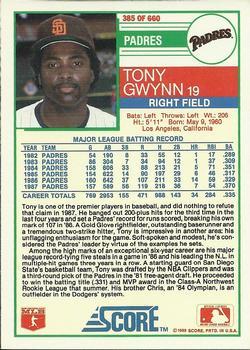 1988 Score - Glossy #385 Tony Gwynn Back