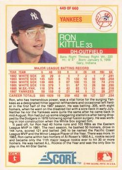 1988 Score - Glossy #449 Ron Kittle Back