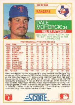 1988 Score - Glossy #452 Dale Mohorcic Back