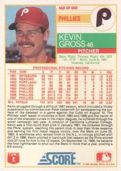 1988 Score - Glossy #468 Kevin Gross Back