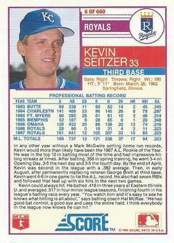 1988 Score - Glossy #6 Kevin Seitzer Back