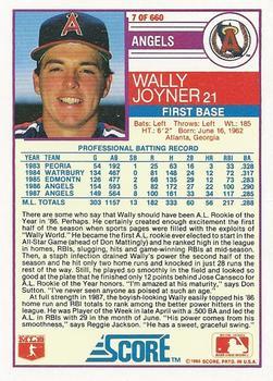 1988 Score - Glossy #7 Wally Joyner Back