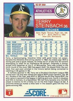 1988 Score - Glossy #82 Terry Steinbach Back