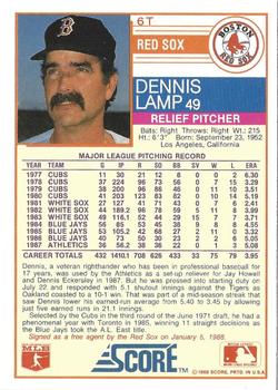 1988 Score Rookie & Traded - Glossy #6T Dennis Lamp Back