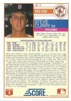 1988 Score Rookie & Traded - Glossy #81T Steve Curry Back
