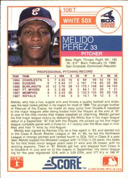 1988 Score Rookie & Traded - Glossy #108T Melido Perez Back