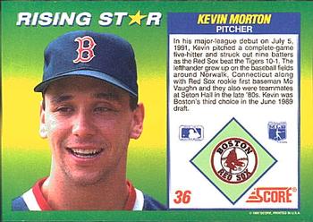 1992 Score 100 Rising Stars #36 Kevin Morton Back