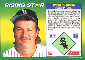 1992 Score 100 Rising Stars #55 Brian Drahman Back