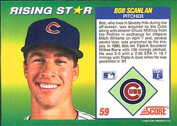 1992 Score 100 Rising Stars #59 Bob Scanlan Back