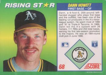 1992 Score 100 Rising Stars #68 Dann Howitt Back