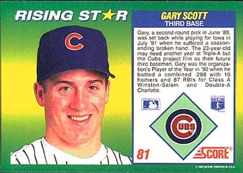 1992 Score 100 Rising Stars #81 Gary Scott Back