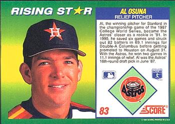 1992 Score 100 Rising Stars #83 Al Osuna Back