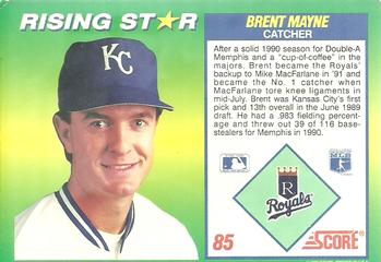 1992 Score 100 Rising Stars #85 Brent Mayne Back