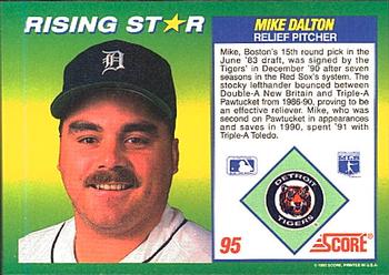 1992 Score 100 Rising Stars #95 Mike Dalton Back