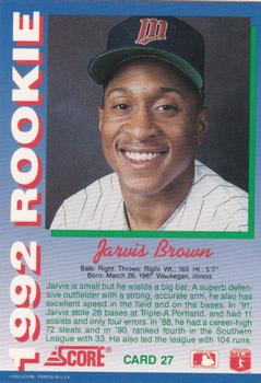1992 Score Rookies #27 Jarvis Brown Back