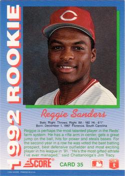 1992 Score Rookies #35 Reggie Sanders Back