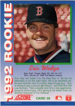 1992 Score Rookies #38 Eric Wedge Back