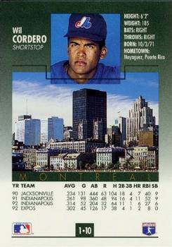 1993 Score Procter & Gamble #1 Wil Cordero Back