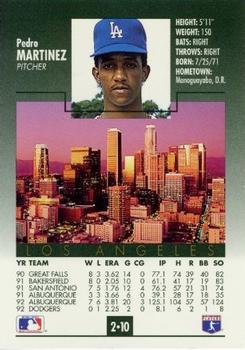 1993 Score Procter & Gamble #2 Pedro Martinez Back