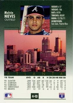 1993 Score Procter & Gamble #4 Melvin Nieves Back