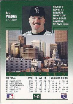 1993 Score Procter & Gamble #9 Eric Wedge Back